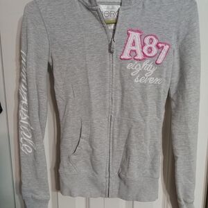 Aeropostale Light Gray Women's Hoodie with Pink Accents